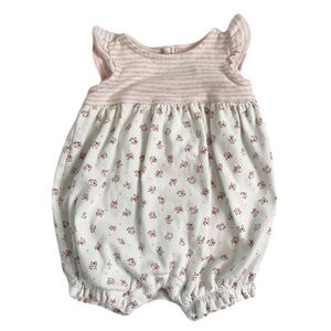 Pink and White Floral Baby Romper